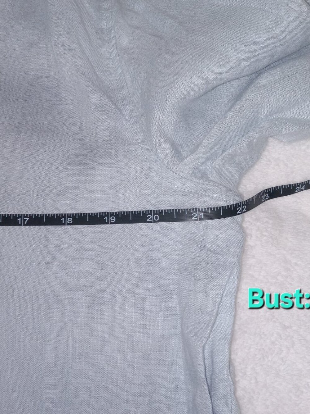 Magaschoni Linen Lagenlook Top Blue Oversized Tunic Womens L - Picture 9 of 12